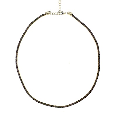 100pcs Brown Braided Design Leather Look Necklace Cord 